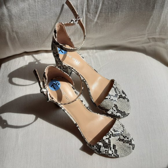 Nine West Block Heel Snakeskin Sandals | New! 7.5 - Picture 6 of 14